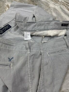 American Eagle Outfitters Men’s Pinstripe Flat Front Shorts - Navy & White